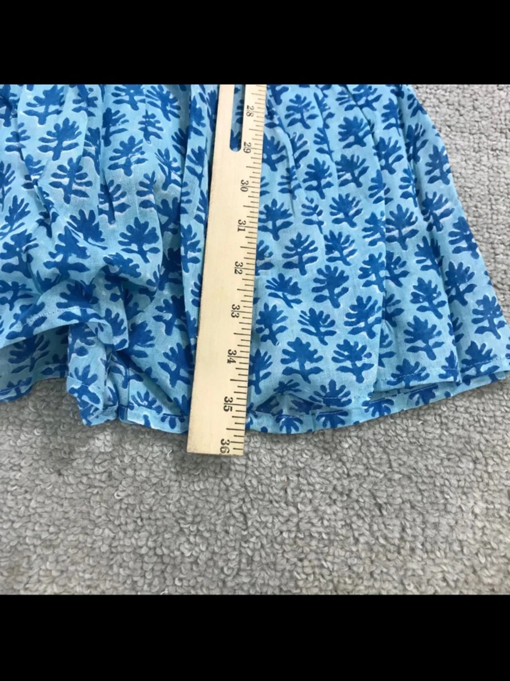 Oliphant 🌹Blue Printed V-Neck Ruffle Mini Dress - Picture 7 of 16